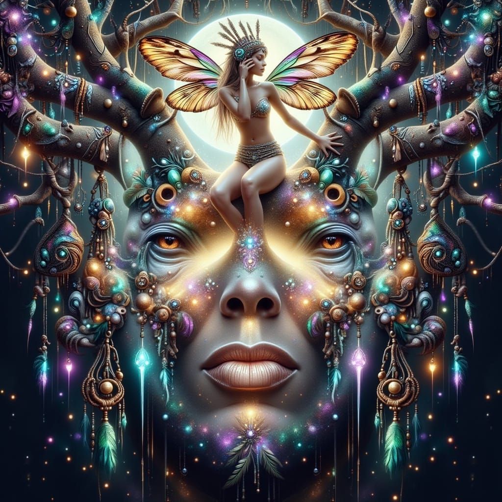 Ethereal Fairy on Glowing Mushroom in Mystical Forest