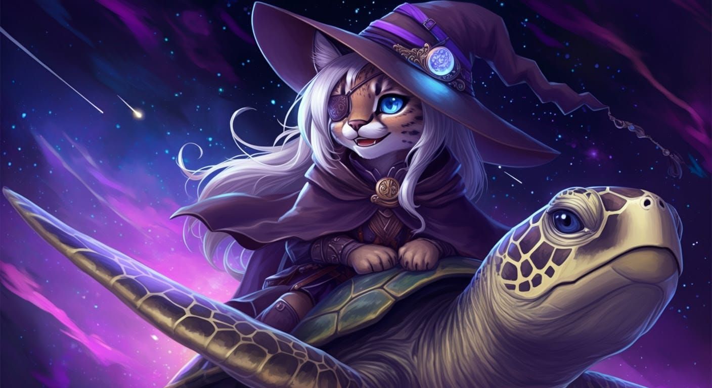 Violet Sorceress Rides Cosmic Turtle in Anime-Inspired Pop A...