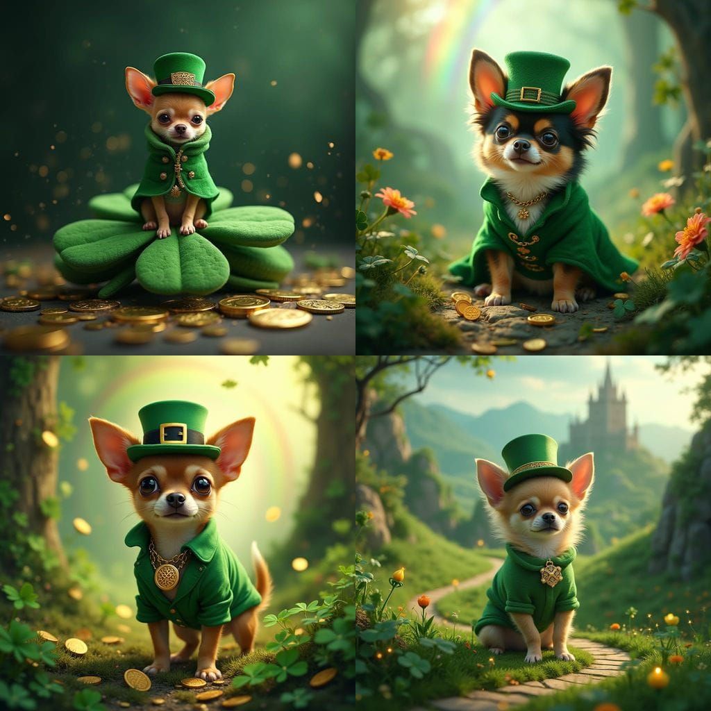 St. Patrick's Day Chihuahua in Vibrant Fantasy Art