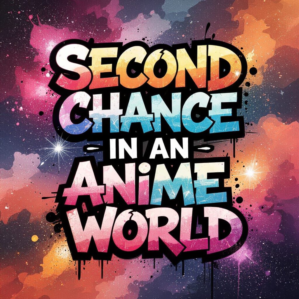 Anime Graffiti Galaxies with Text in Vibrant Hues