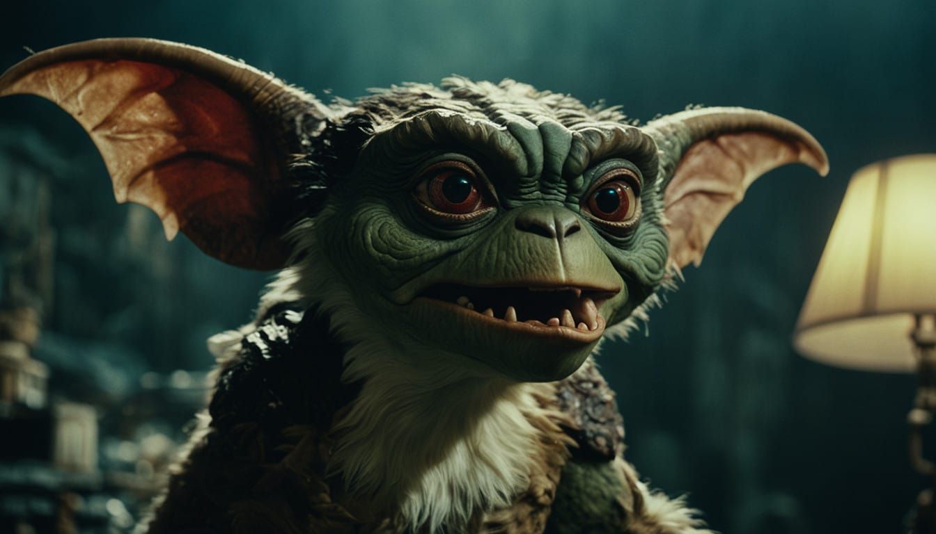 Cinematic Gremlins Film Still in 35mm Grain
