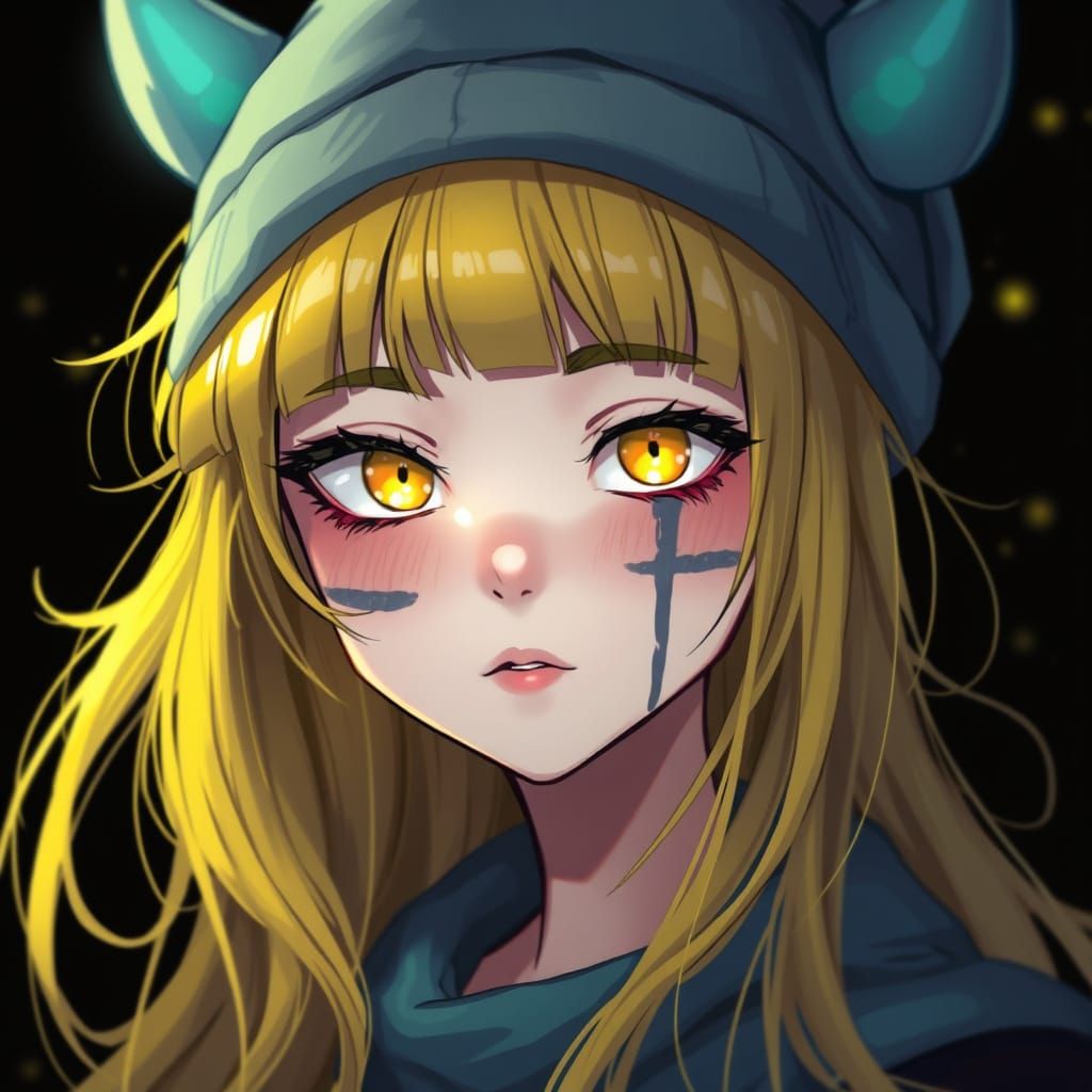 Celestial Fantasy Girl with Vibrant Yellow Hair and Glowing ...