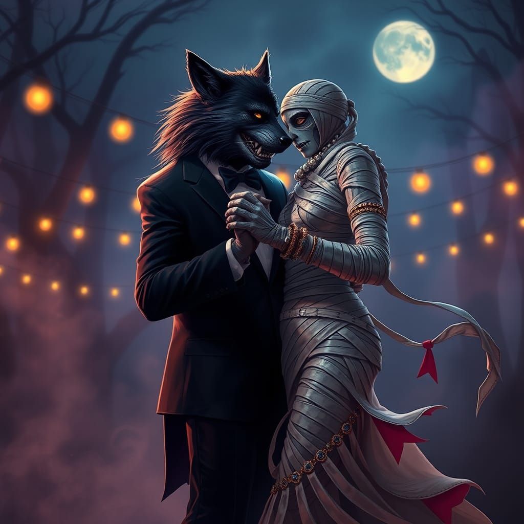 Werewolf and Mummy Dance at Monster High Prom
