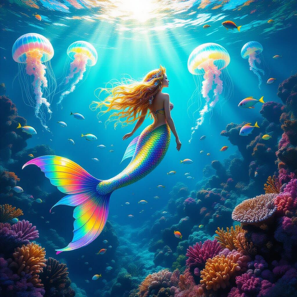 Golden Mermaid in Colossal Coral Metropolis