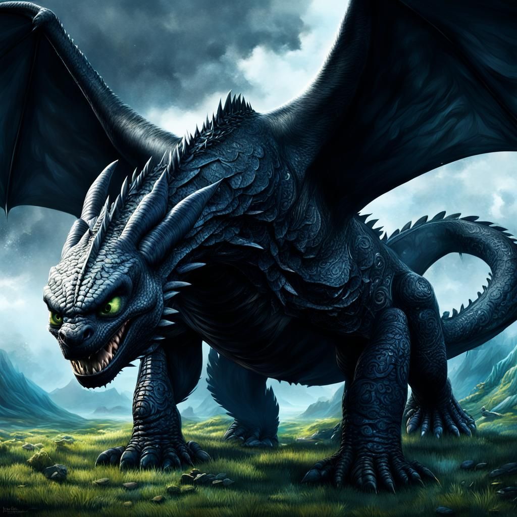Dramatic Digital Painting of Toothless