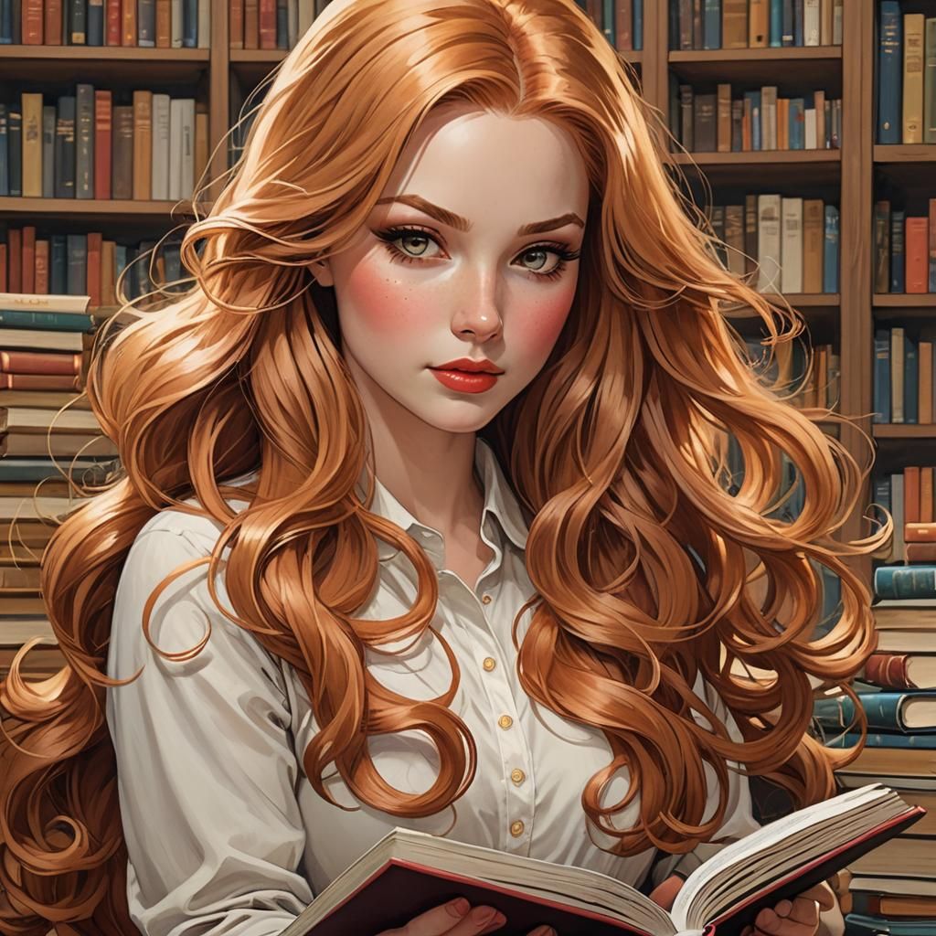 Comic Style Portrait of a Strawberry Blonde Woman