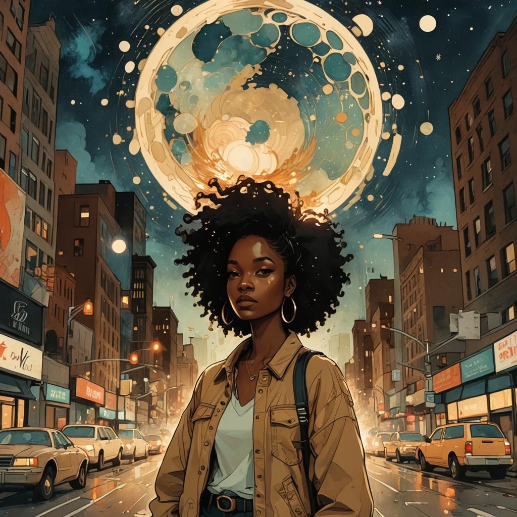 Black Girl in NYC Street: Pop-Up Story Art