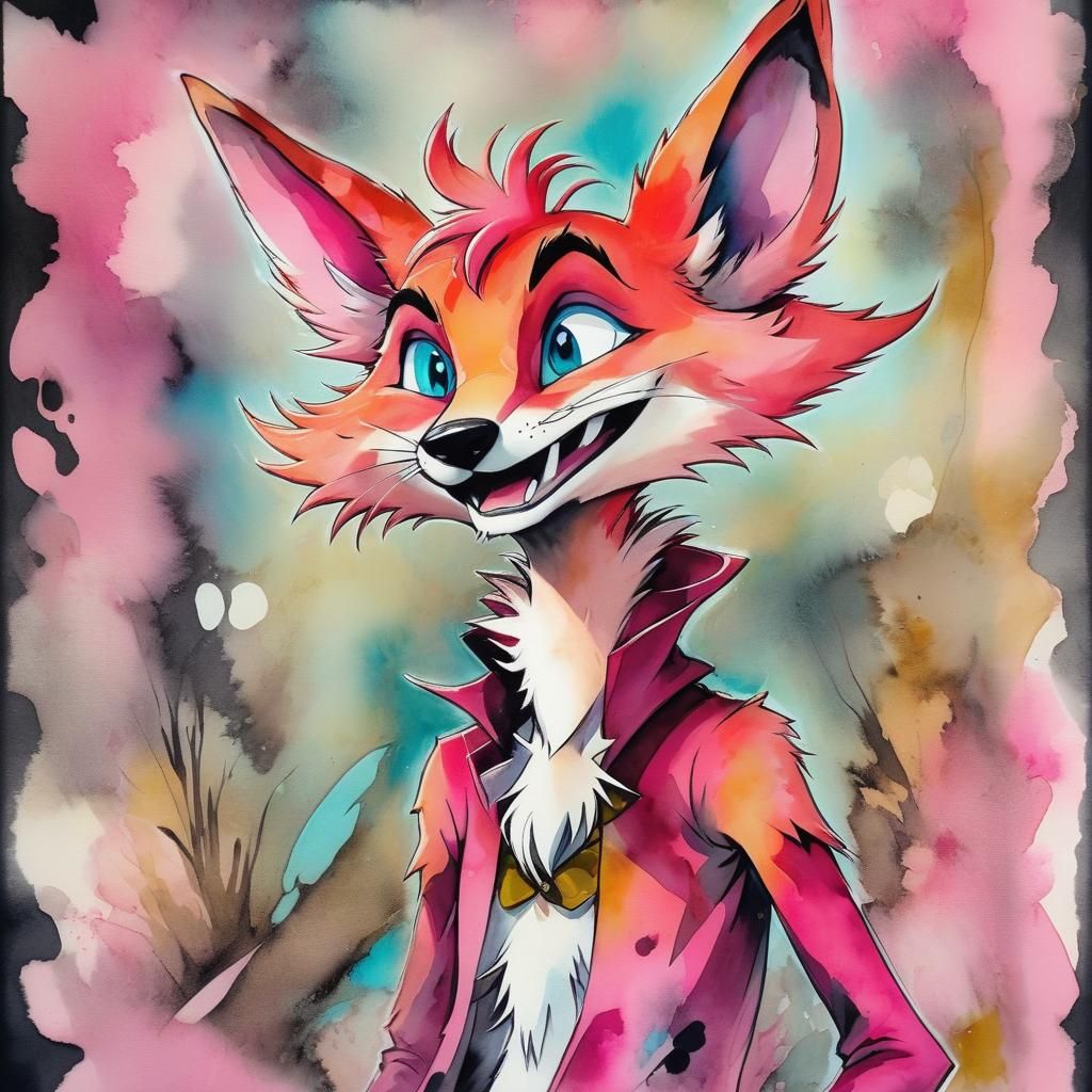Pink Fox: Don Bluth Furry-Style Comic Panel