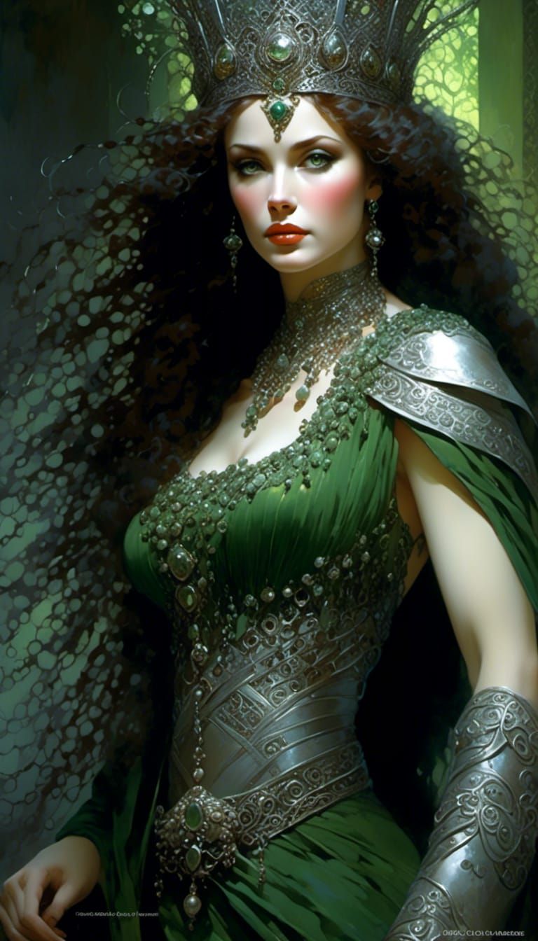 The Grey Lady: Hyperrealistic Portrait with Green Eyes