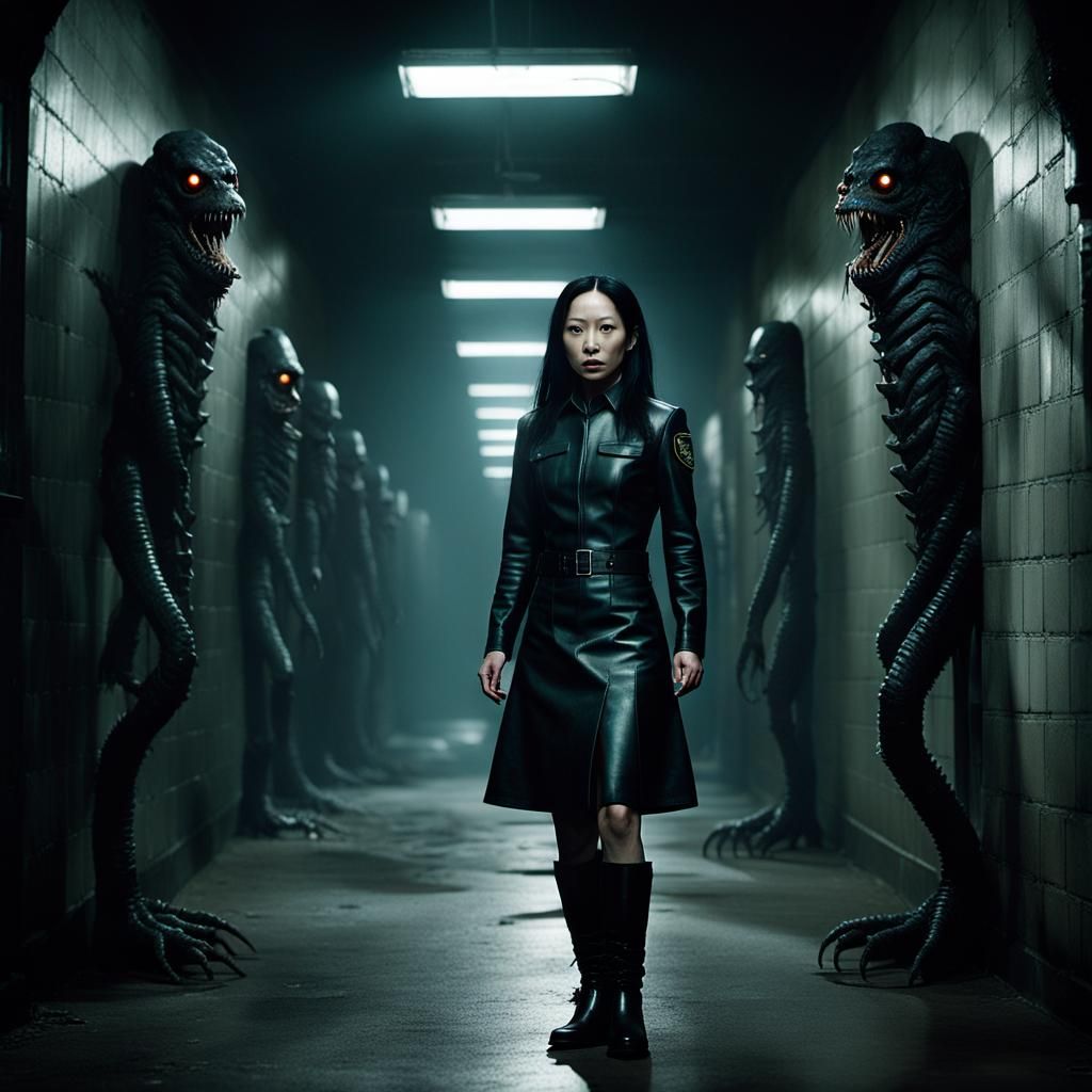 Lucy Liu Faces Lovecraft Monster in Dark Academia Style