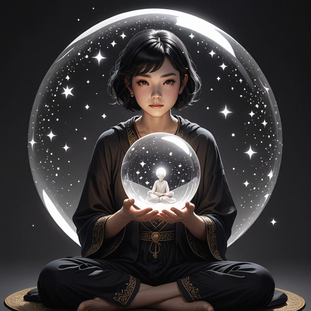 Fortune Teller in a Magical Crystal Ball Scene
