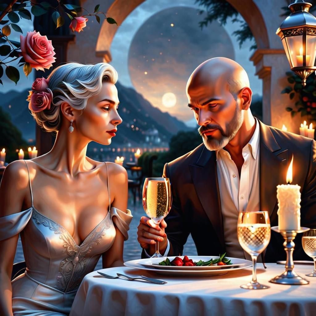 Realistic Champagne Glasses in Chiaroscuro Lighting