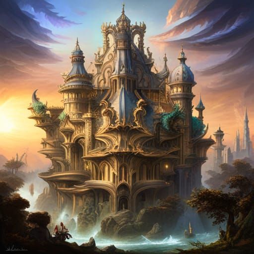 Epic Fractal Polygon Structure in Lush Forest