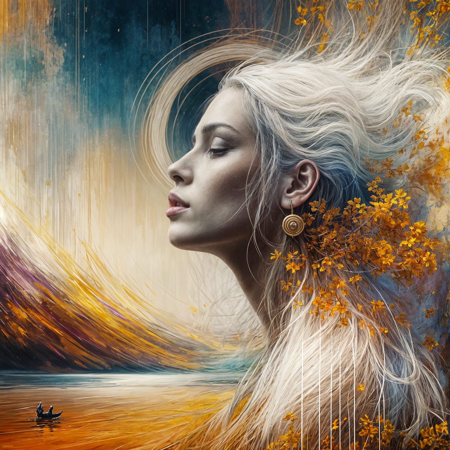 Dark Fantasy Woman in Dramatic Environment