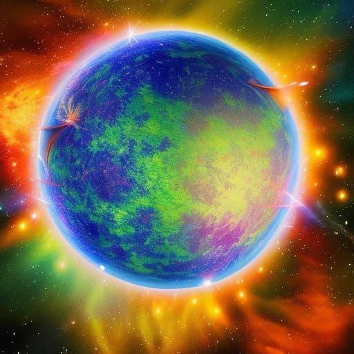 Starship Journey Through Colorful Nebula Sky