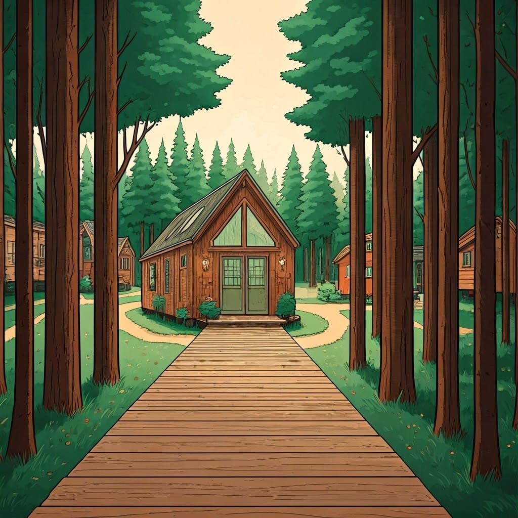 Enchanting Tiny House Village Illustration