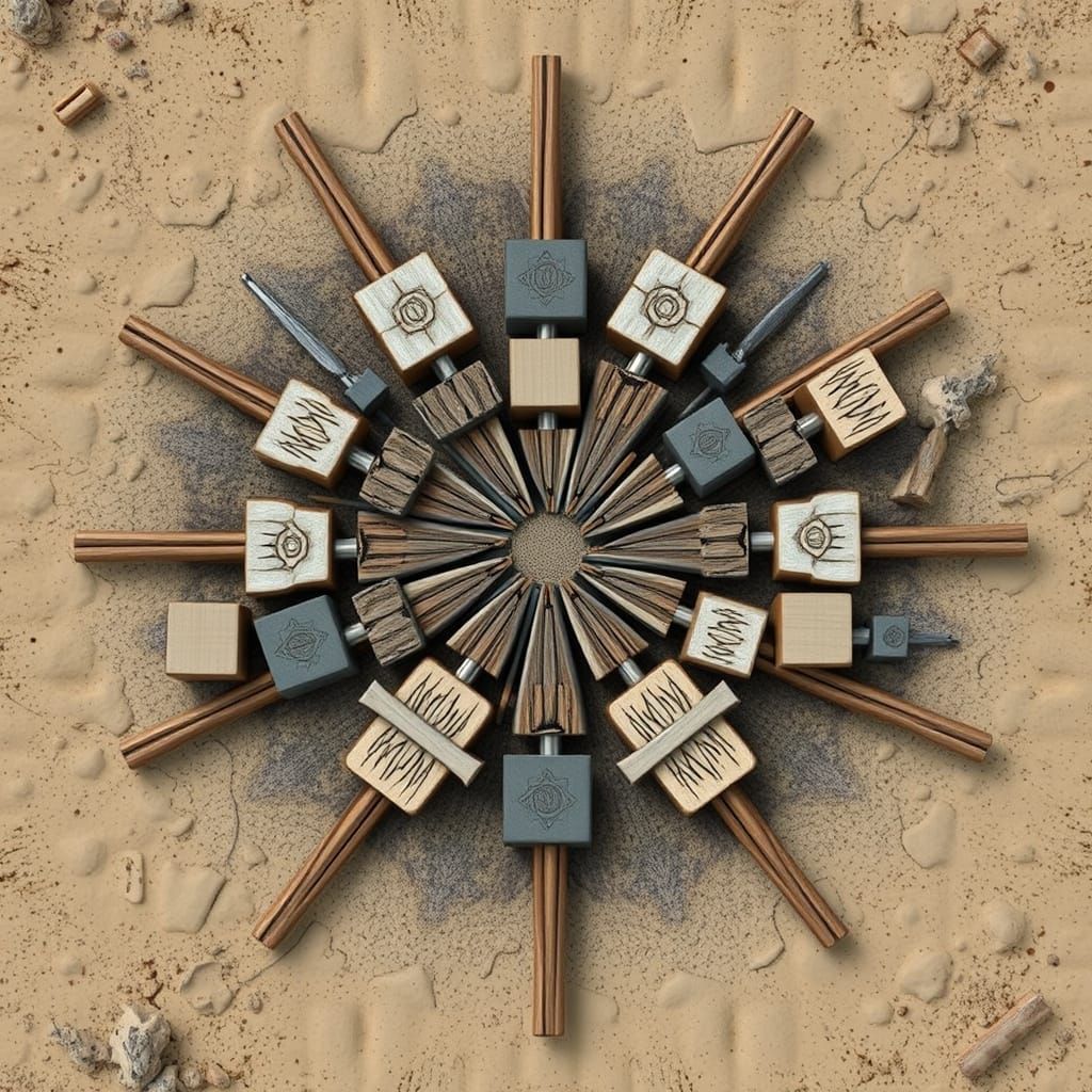 Intricate Blocks and Sticks with Abstract Fractal Elements