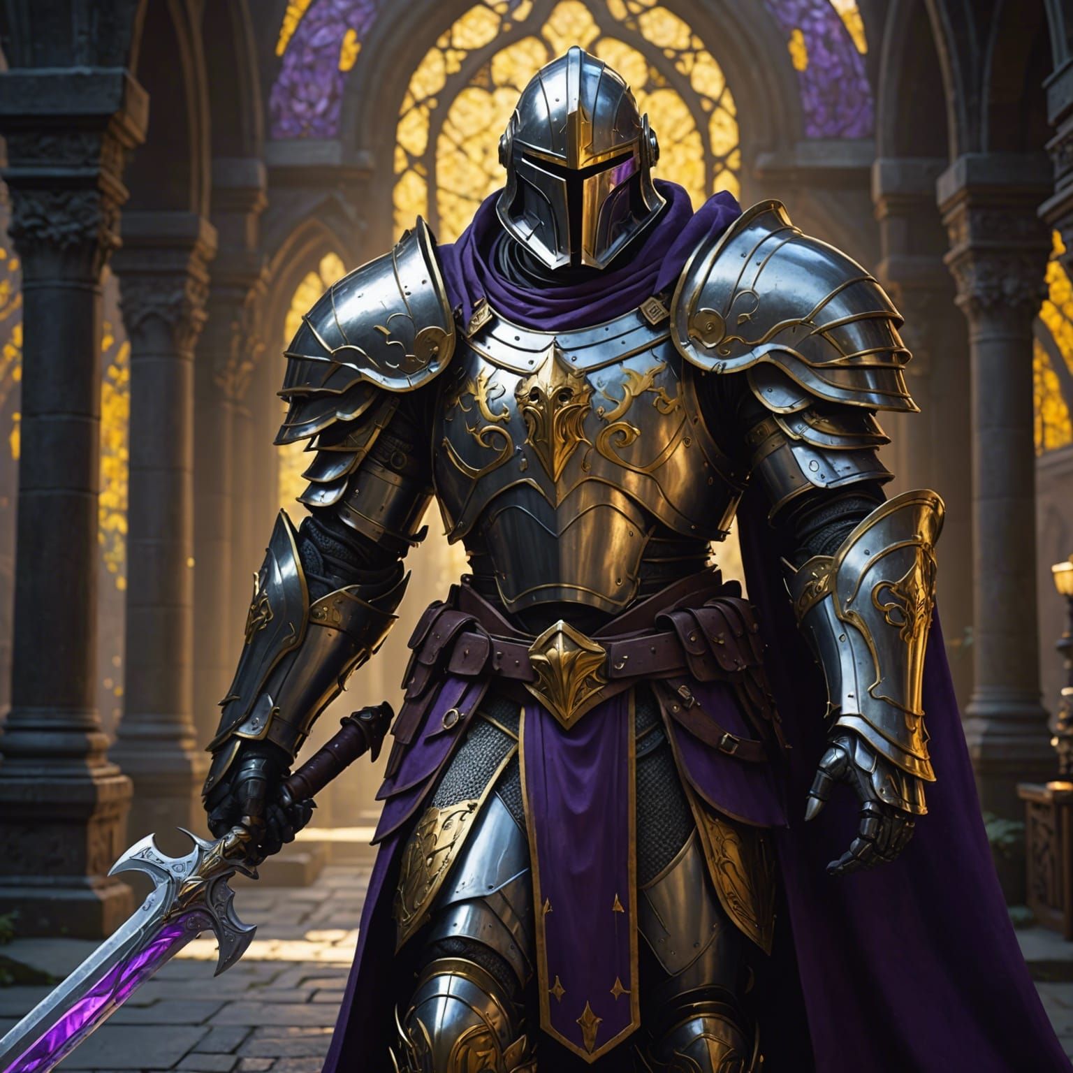 Warforged Paladin Knight in Dark Fantasy Style