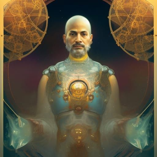 Jain Cosmology Portrait in Art Nouveau Style