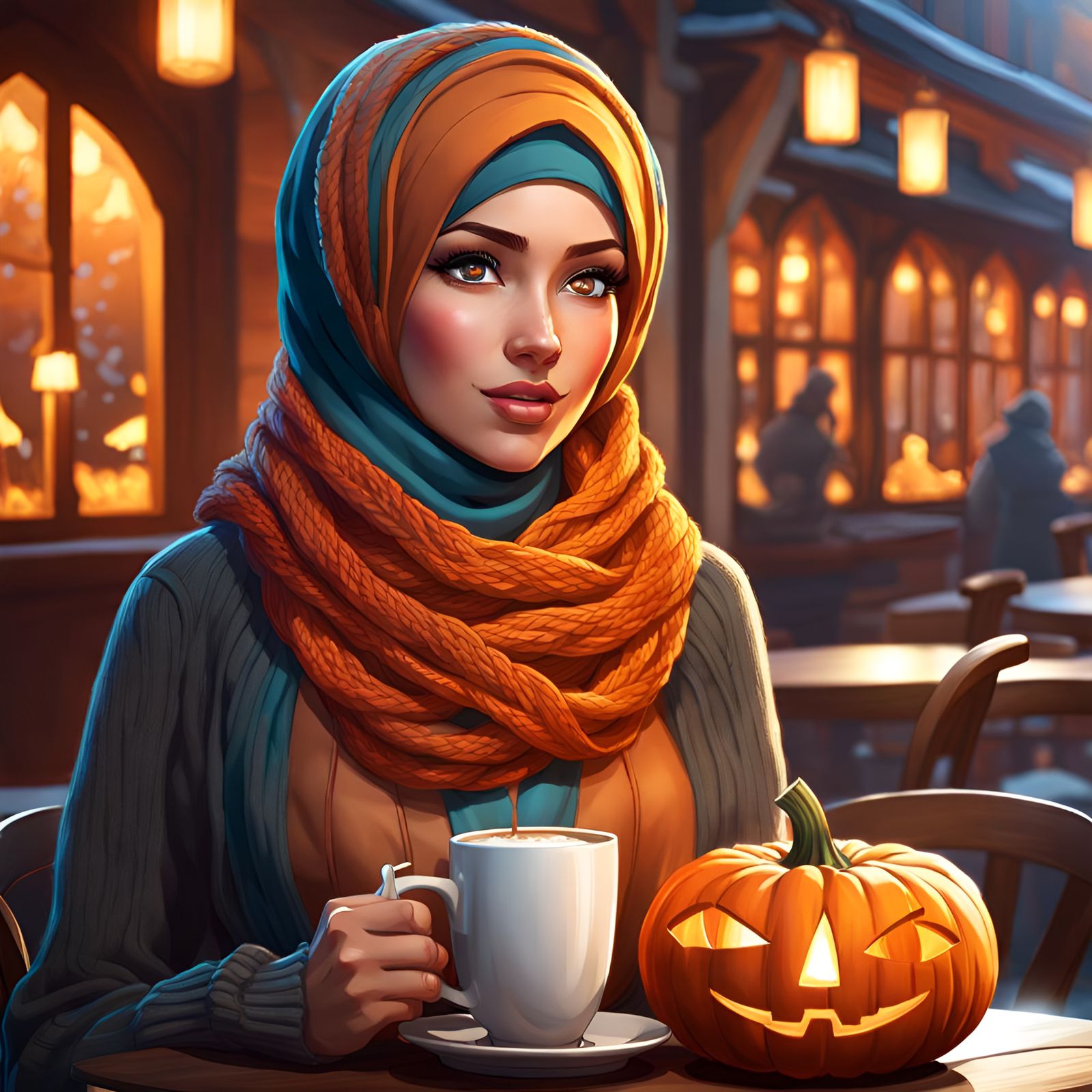 Cute Hijabi Girl Enjoying Hot Chocolate