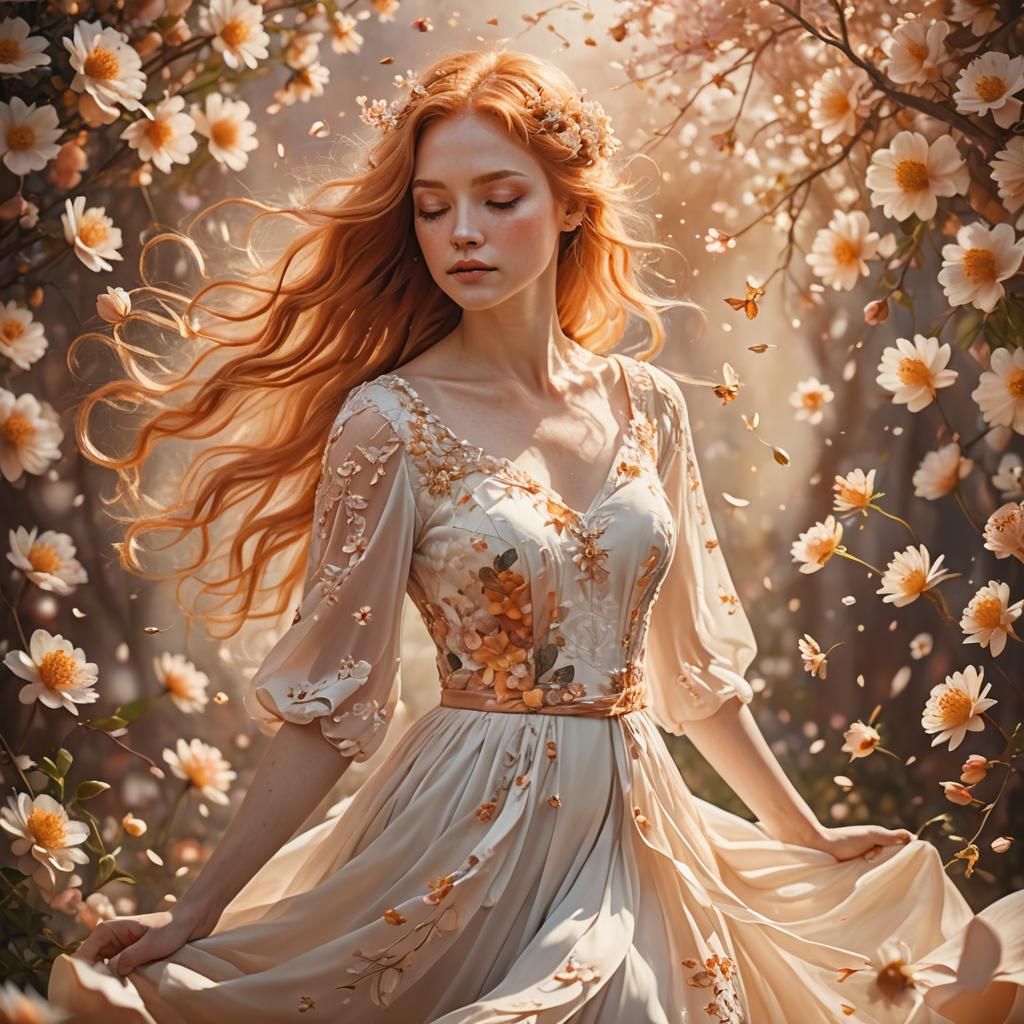 Dreamy Fantasy Portrait with Peach Hair