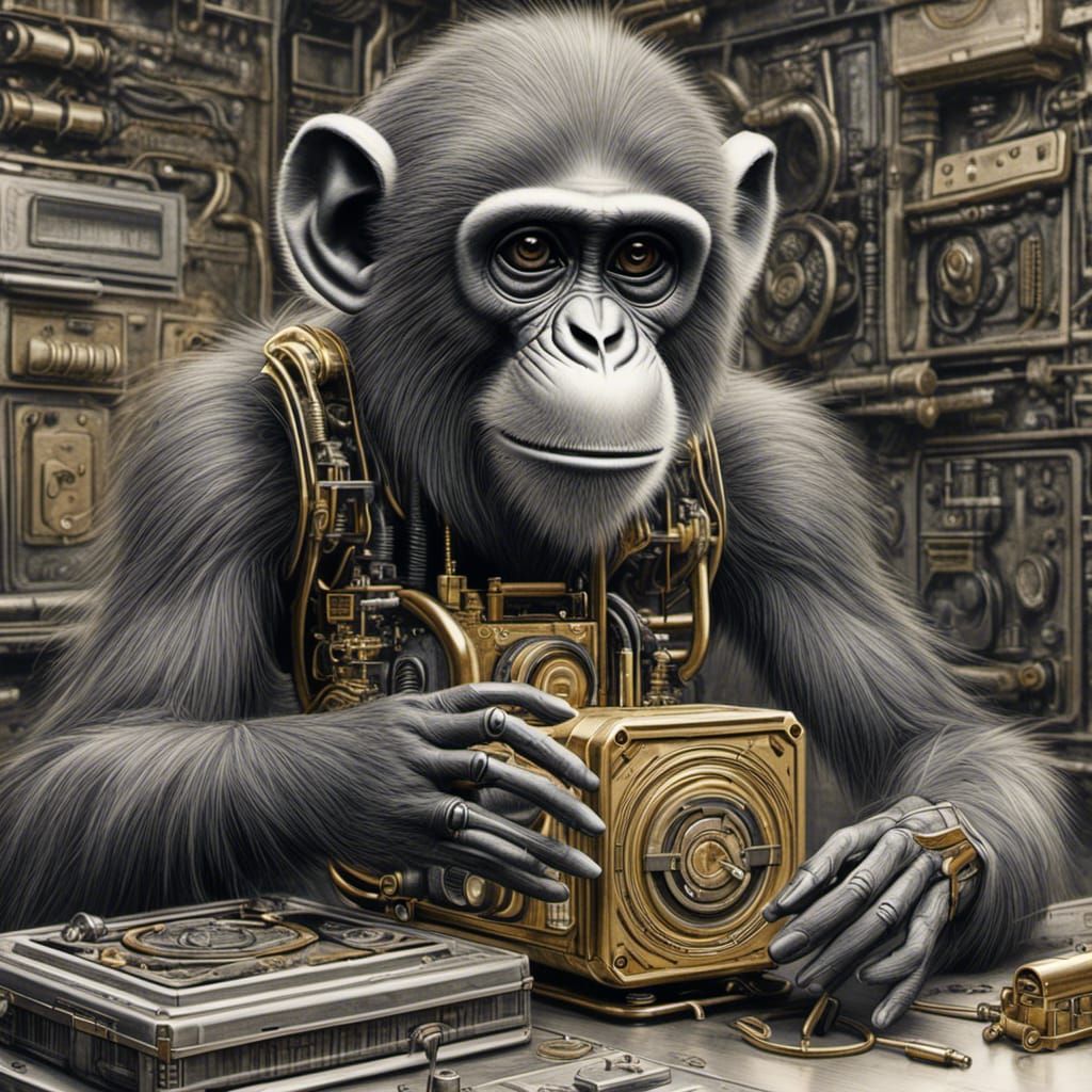 Hyperdetailed Charcoal Drawing of a Golden Monkey