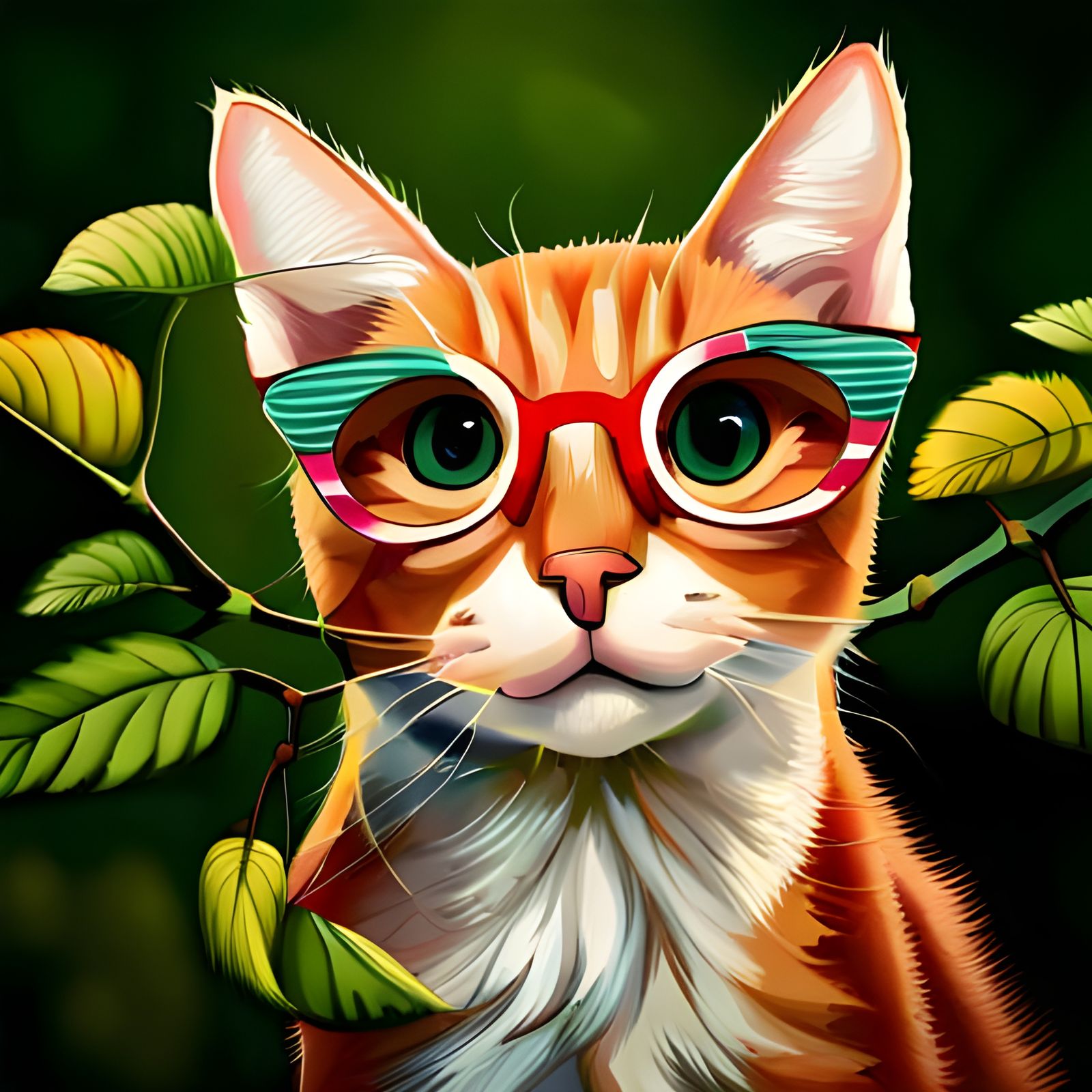 Vine-Covered Cat with Ray-Bans: Adorable Charm
