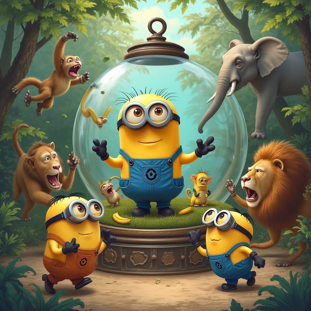 Minions' Zoo Adventure in Whimsical Style