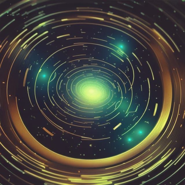 Golden Clockwork Galaxy in Sci-Fi Style