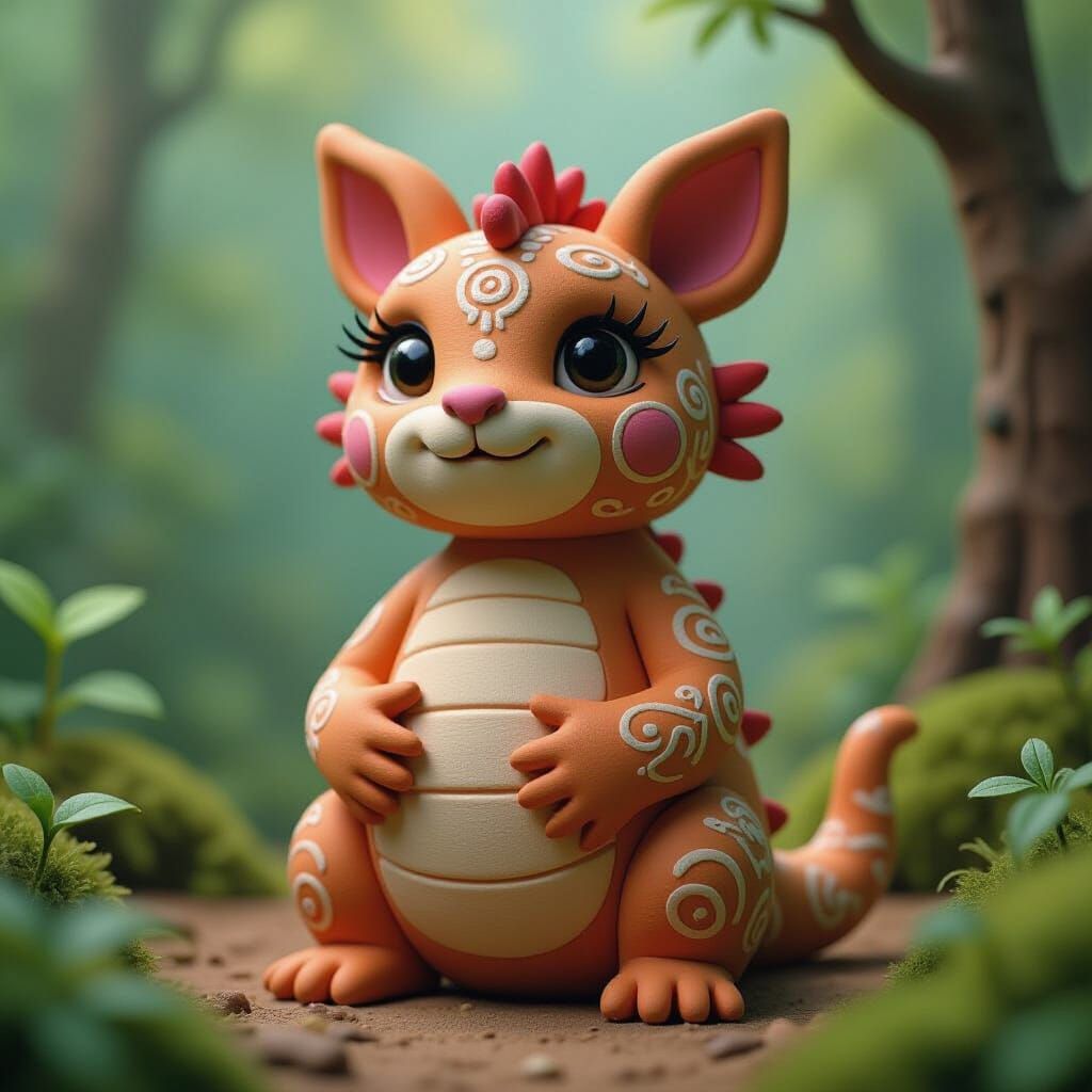 Magical Clay Creature in Dreamlike Digital Art