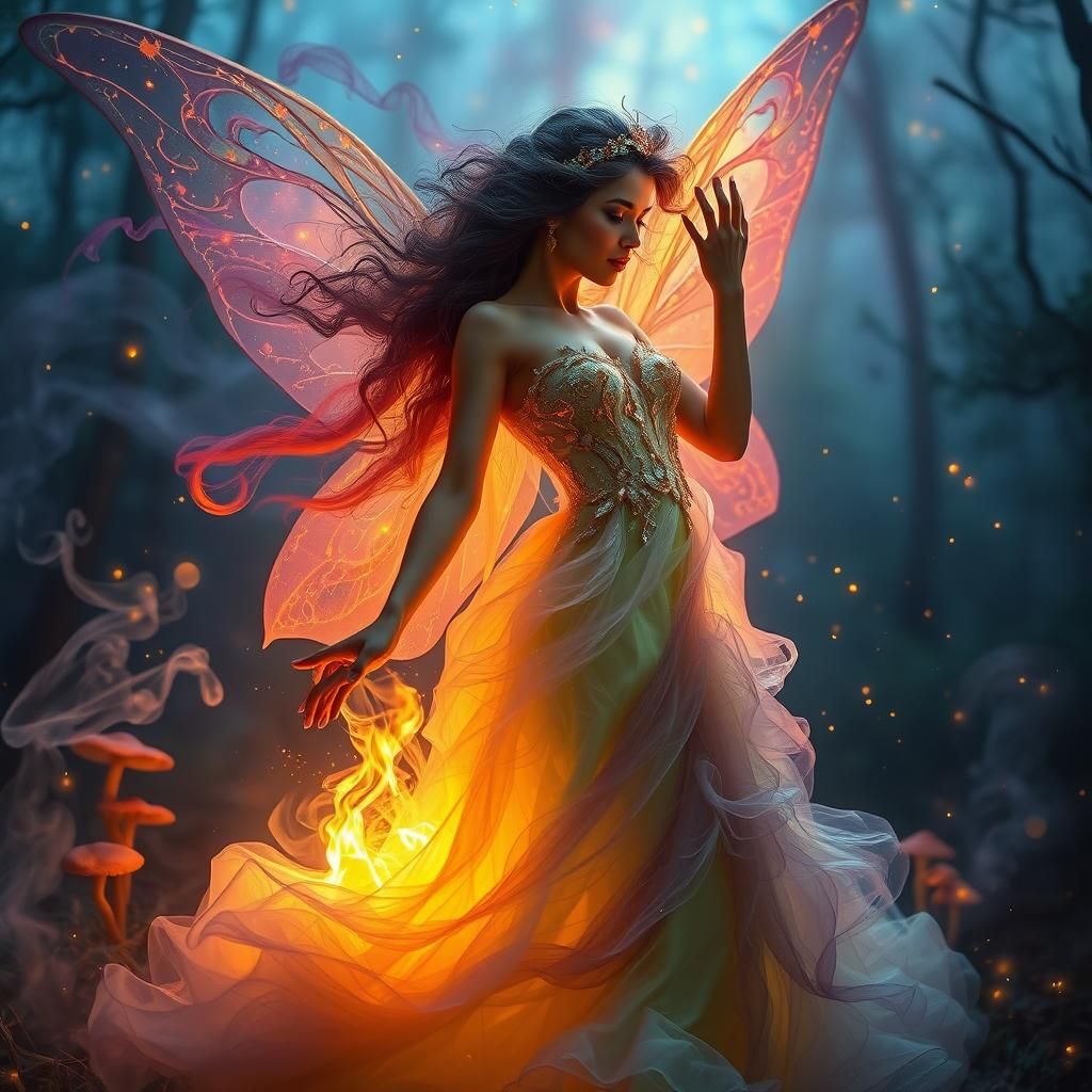 Ethereal Fairy Dances in Bioluminescent Forest