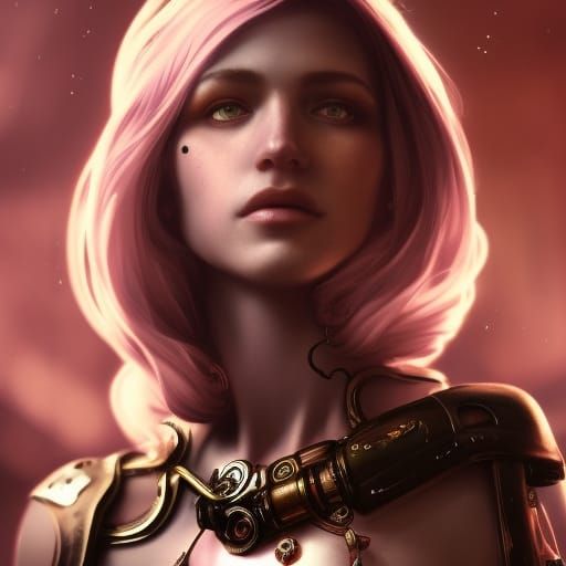 Steampunk Woman Portrait in Art Nouveau Style