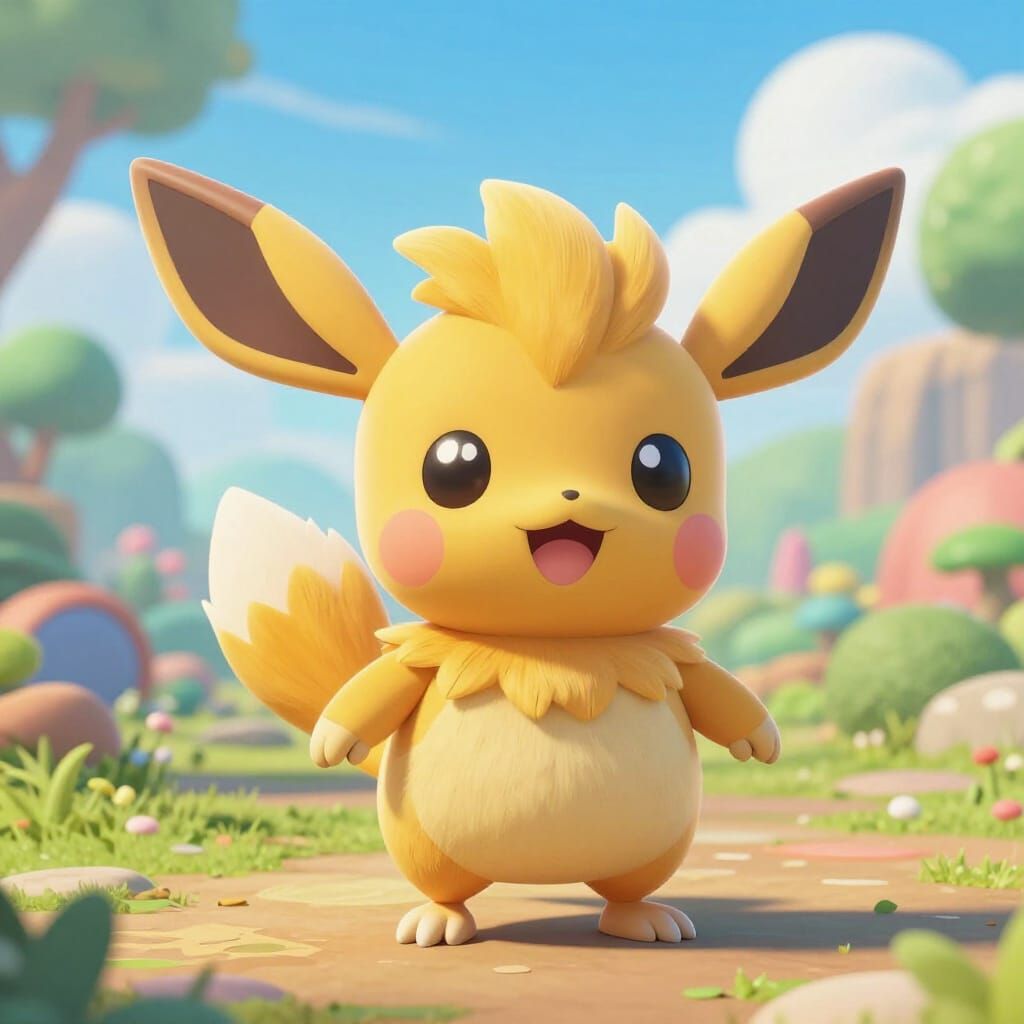 Reimagined Jigglypuff in Vibrant 3D Anime Style