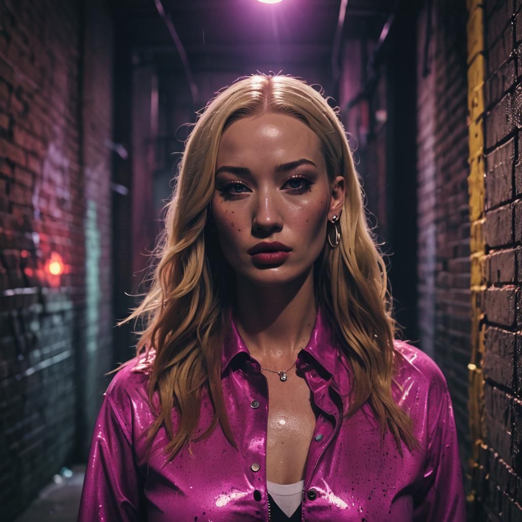 Furious Woman in Dark Alleyway: Cinematic Film Still