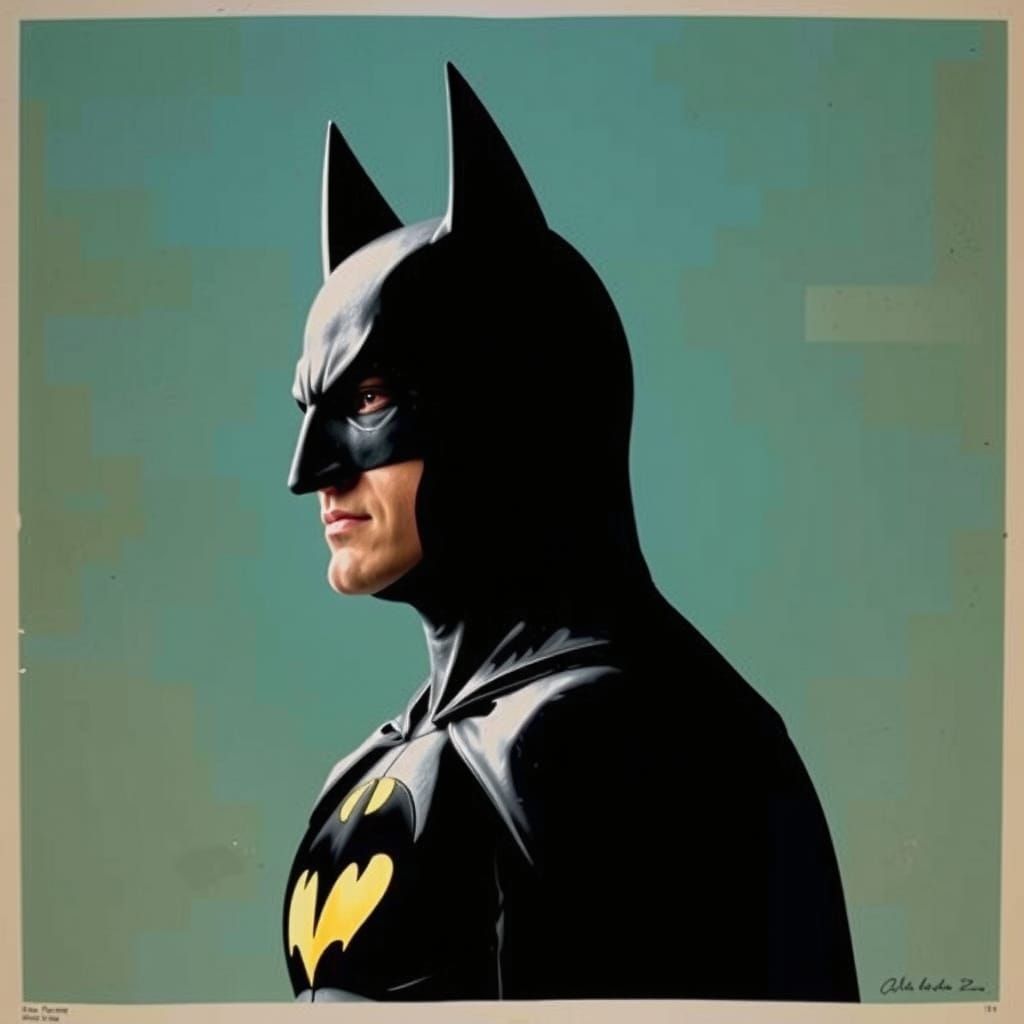 Vintage Batman Art Deco Screen Print in Triadic Colors