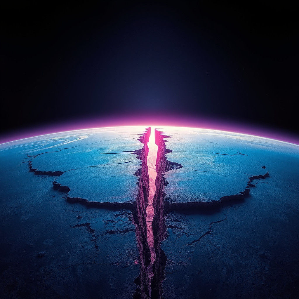 Cracked Earth with Amethyst Belt: A Surreal Scene