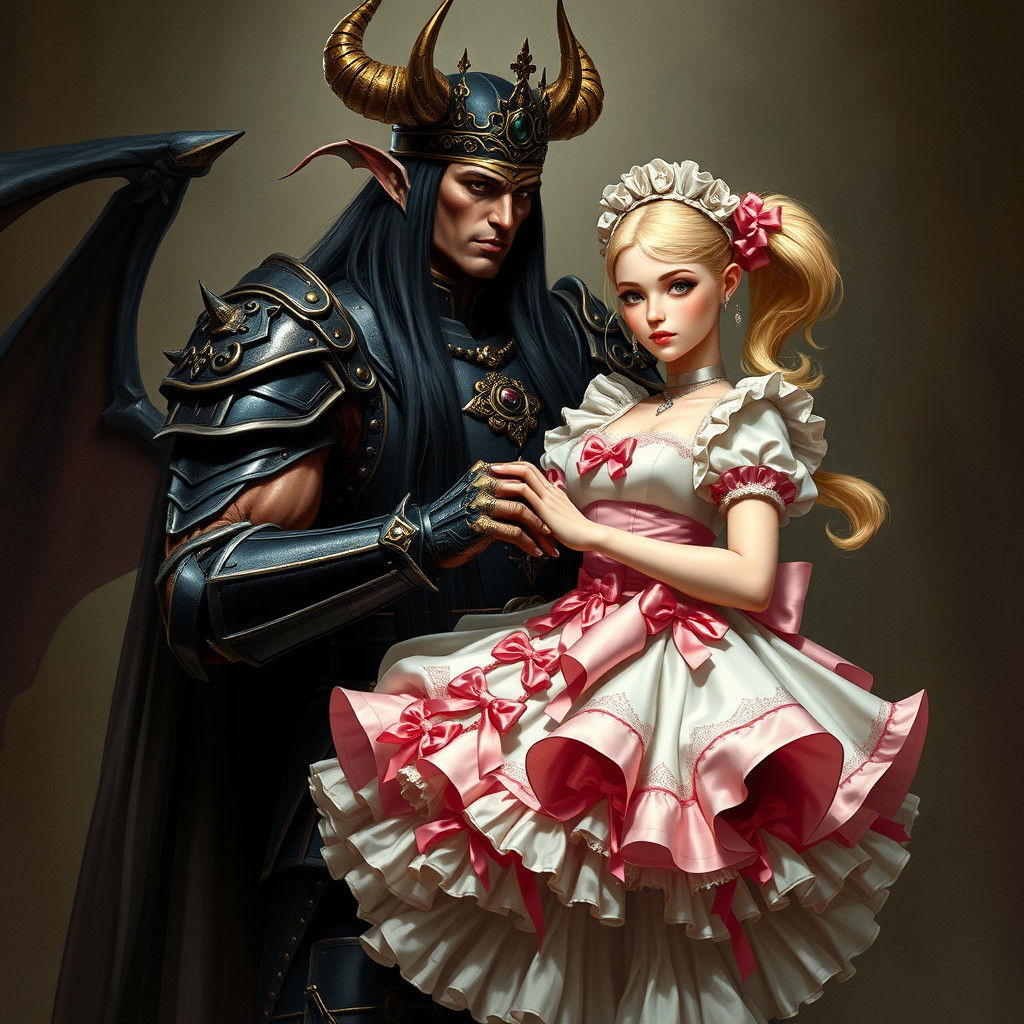 Demon King with French Maid in Gothic Romance Style