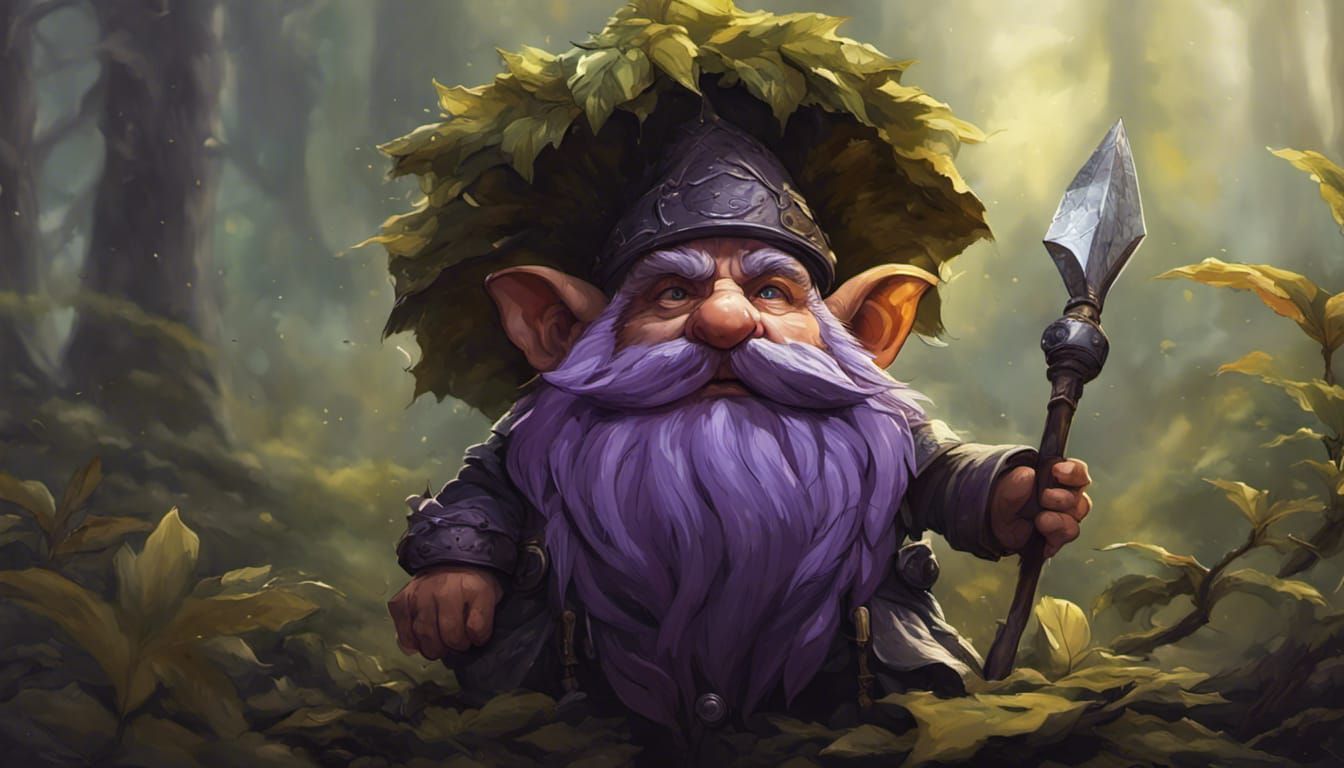 Angry Gnome Hiding: Dark Fantasy Art Nouveau