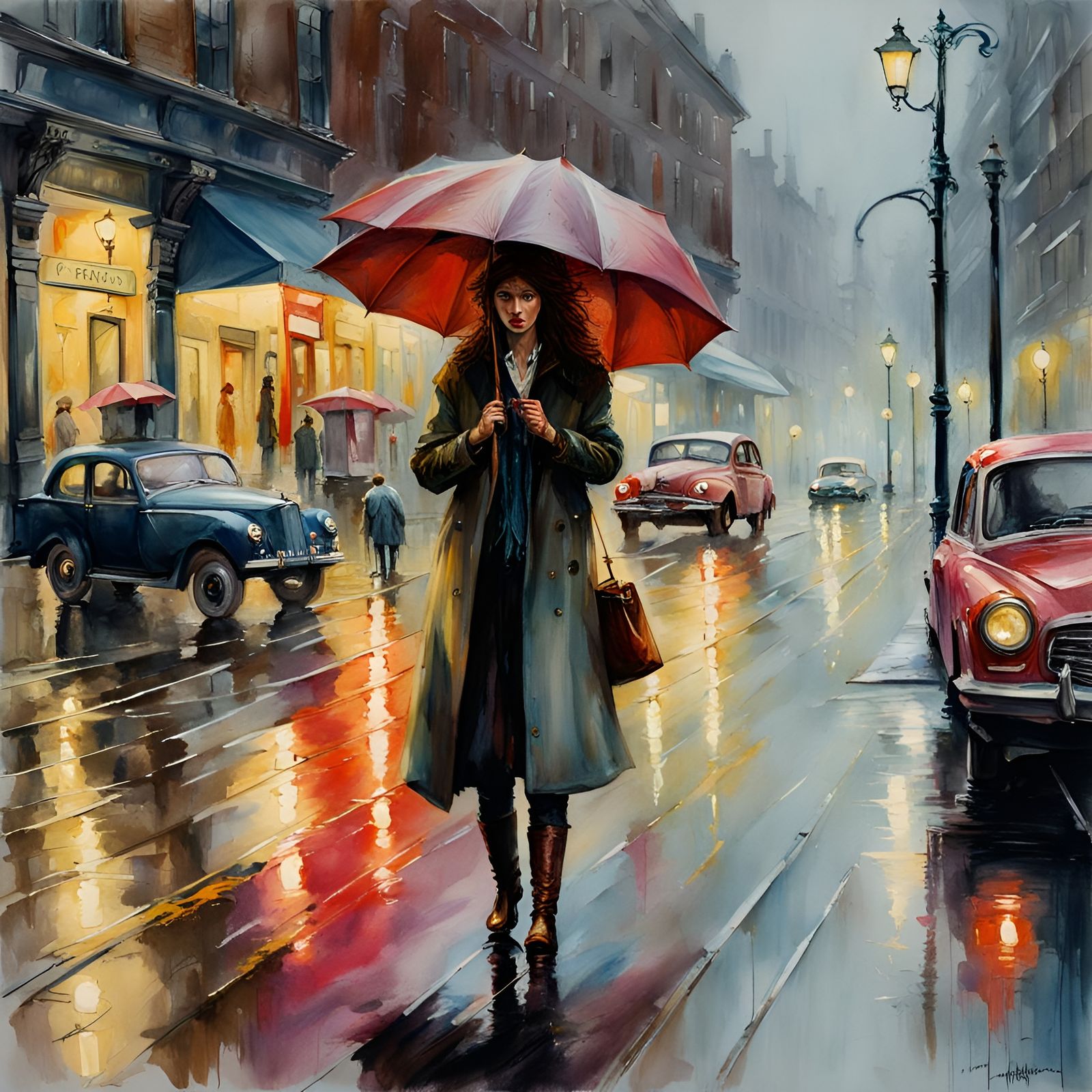 Eldritch Rainy Day Woman in Waterhouse Style