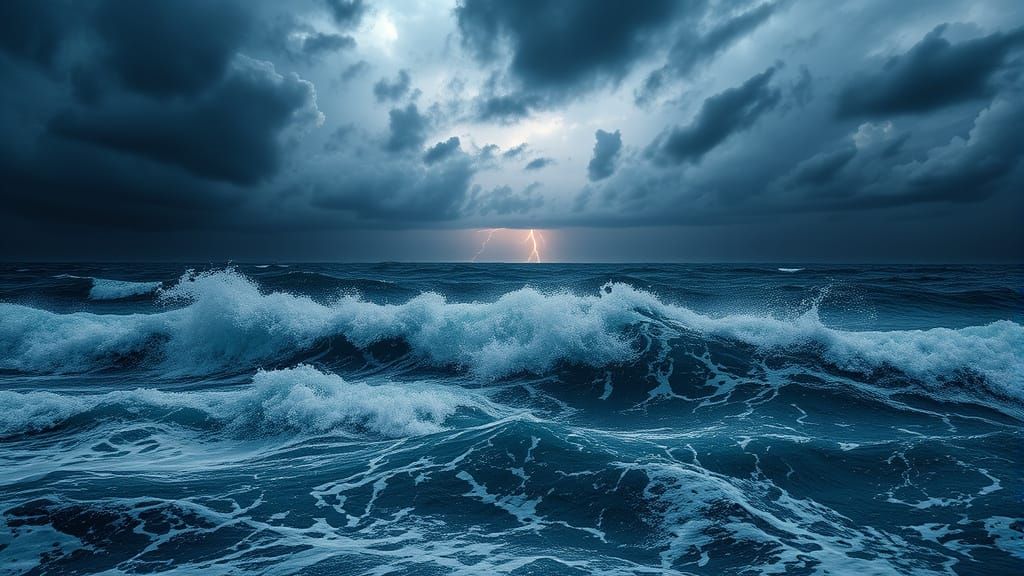 Dramatic Hyper Realistic Stormy Sea Landscape