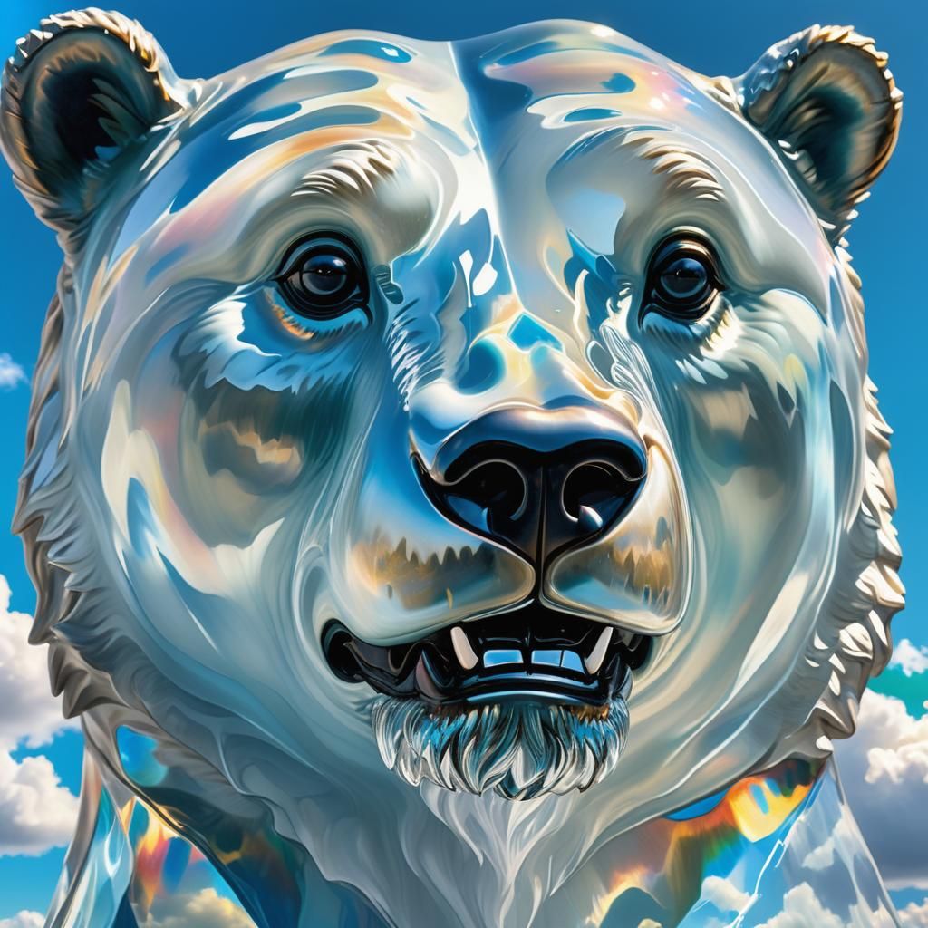 Bear head in the sky made outta glass
