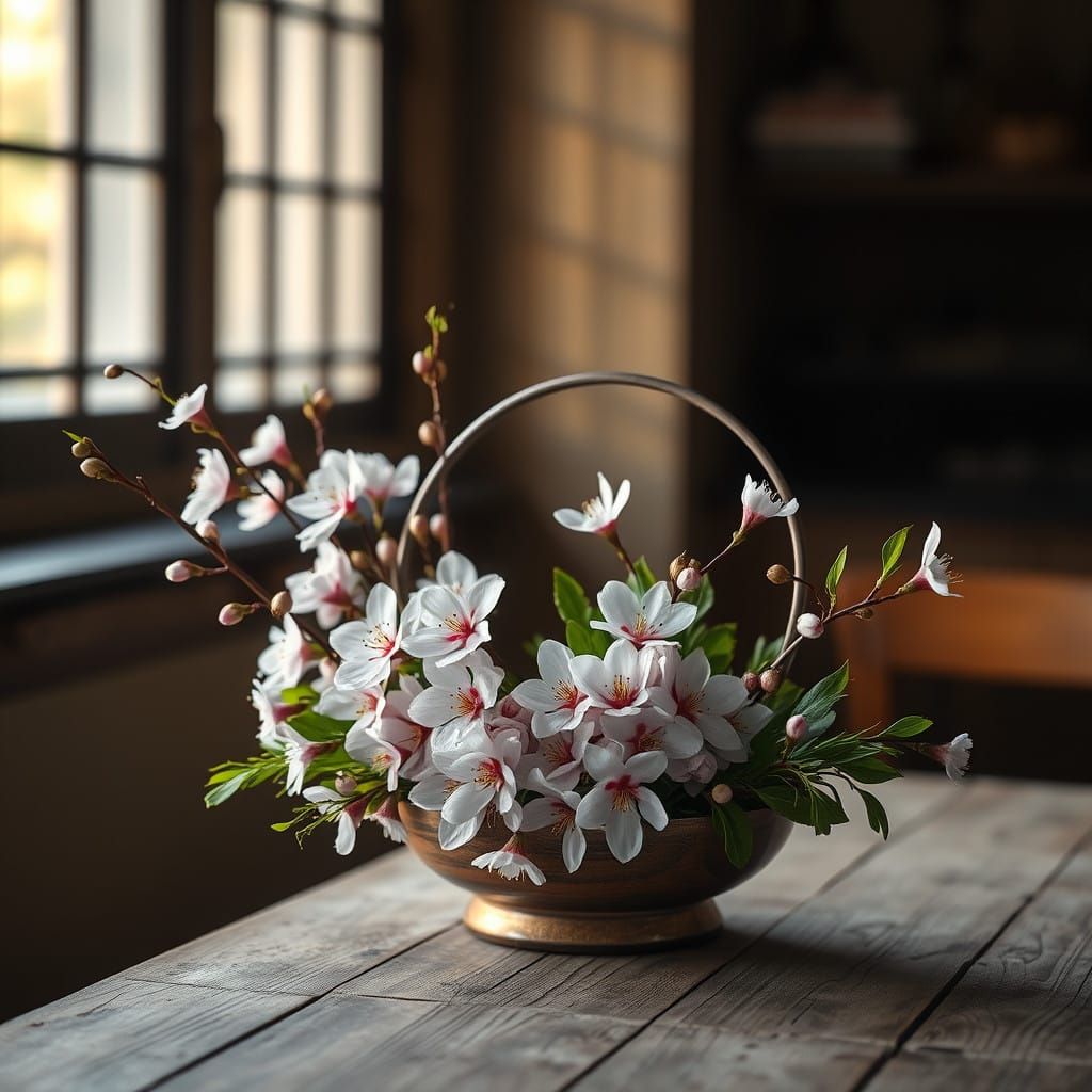 Japanese Floral Wreath Captured in Soft Focus