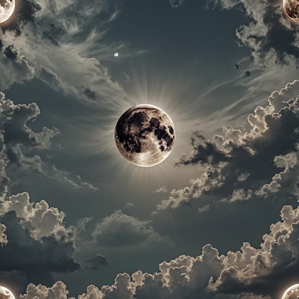 Epic Full Moon Opposite Solar Eclipse