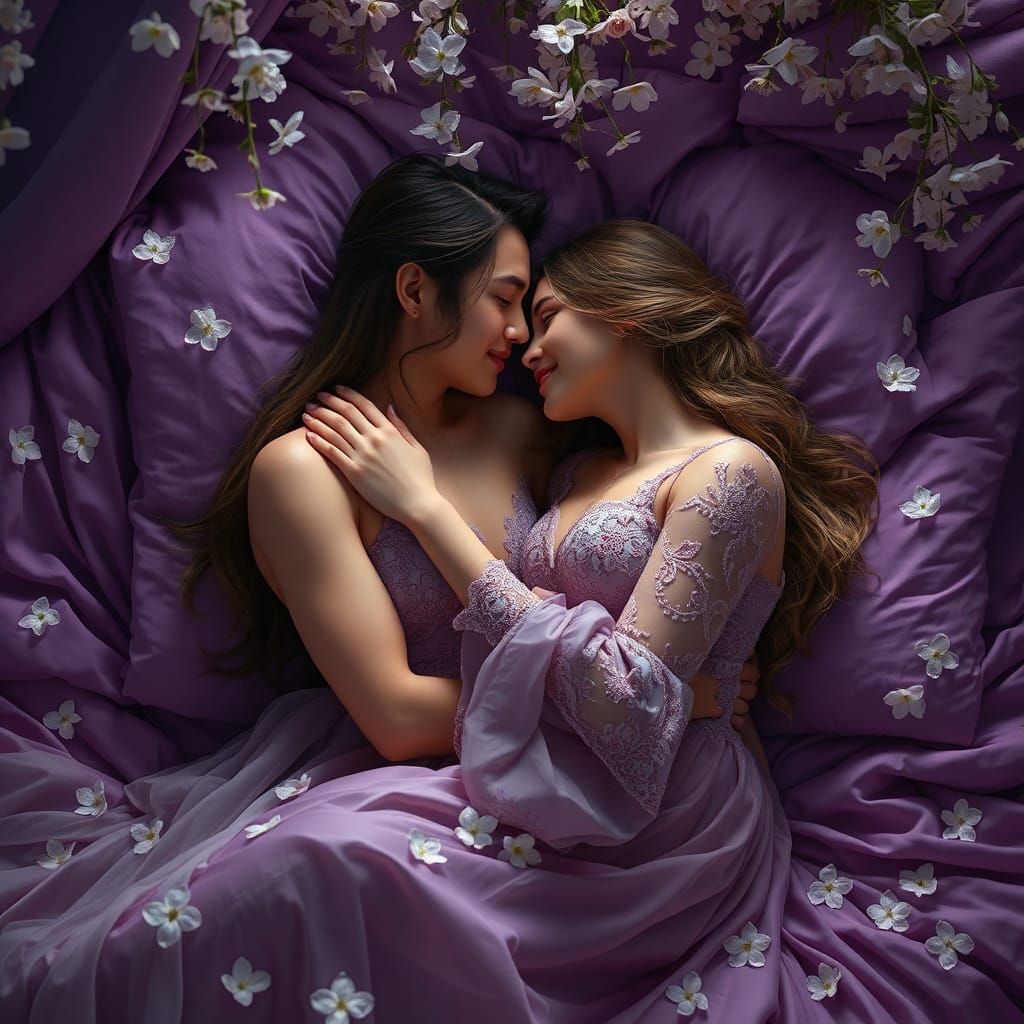 Romantic Couple Embrace in Fantasy Concept Art Style