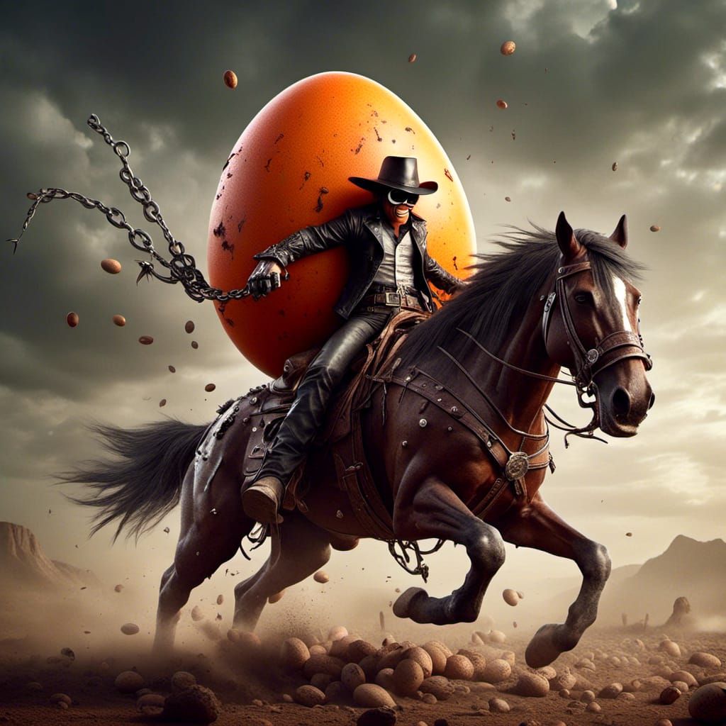 Cowboy on Horseback in Western Style