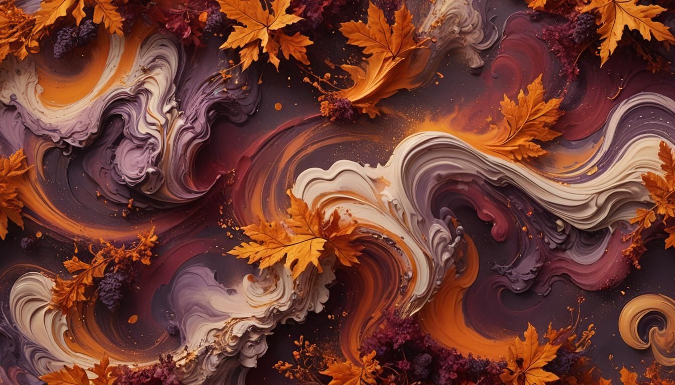 Autumnal Makeup Powders in a Swirling Fantasy Landscape