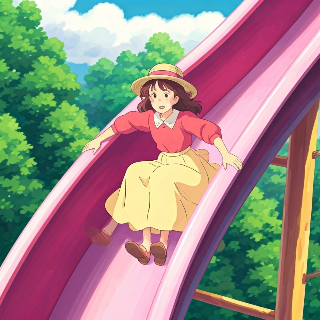 Shizuku Tsukishima Slides in Studio Ghibli Style