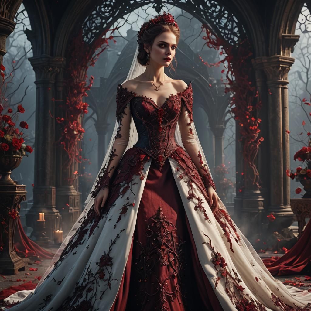 Ruby Vampire Wedding Dress: Fantasy Concept Art