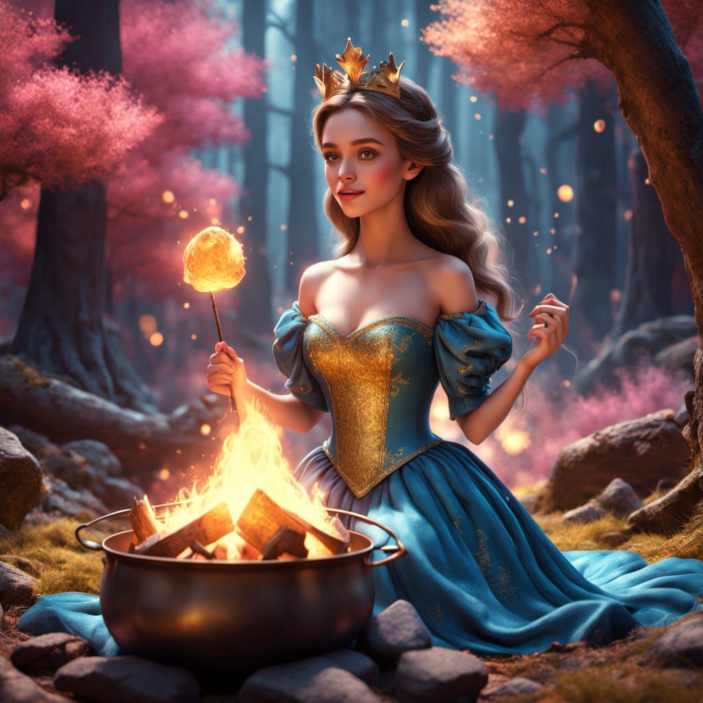 Pixar Princess Roasts Marshmallow in Enchanted Forest