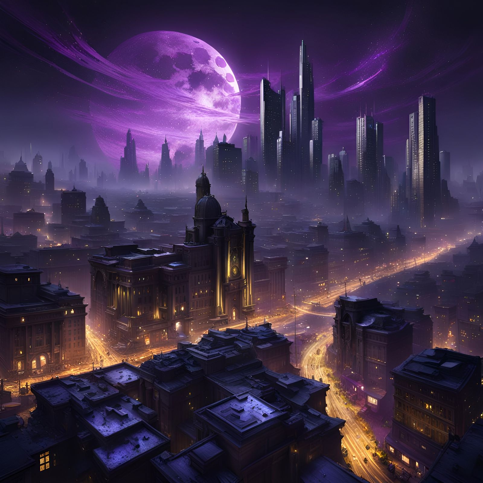 Fairy Sparkle in Dark Urban Fantasy Cityscape